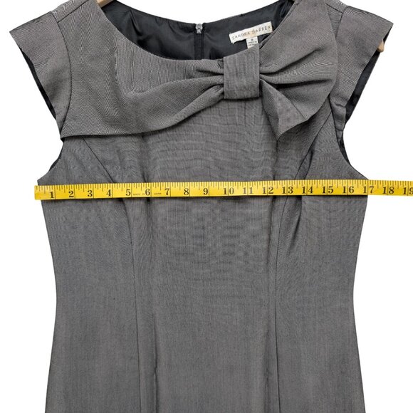 Sandra Darren Sheath Dress Pewter Grey Cap Sleeve Bow Detail Lined Size 8 - Picture 8 of 11